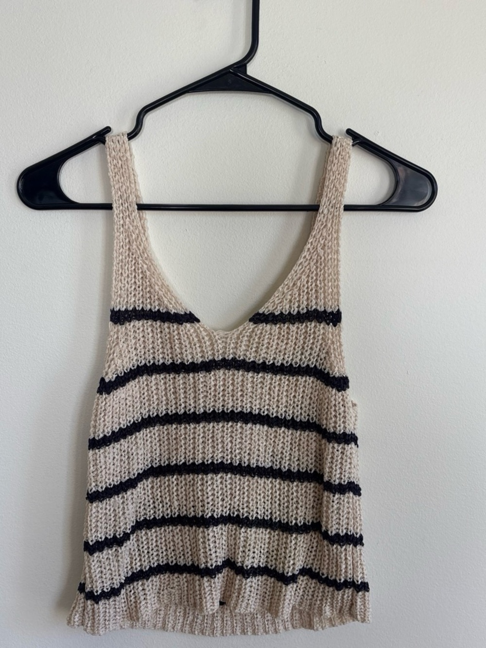 Garage Beige and Black Striped Knit Tank